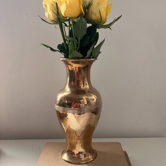 Vintage Large Brass Vase - MCM Large Brass Vase - Picture 7 of 7